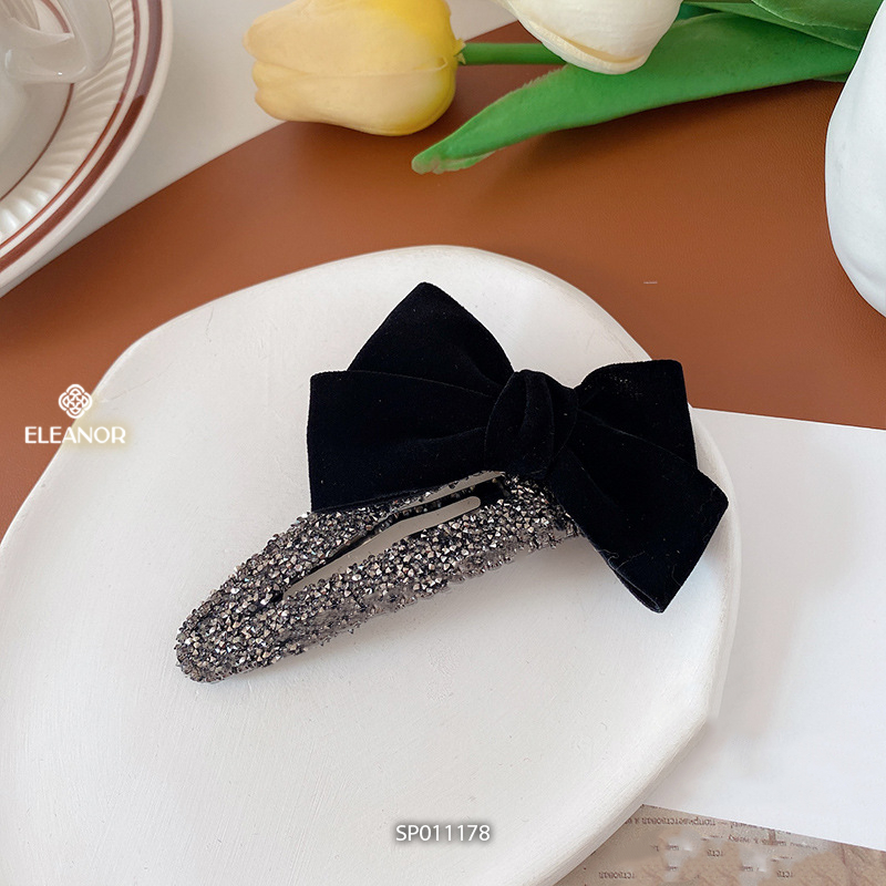 Kẹp tóc nữ Eleanor Accessories đính đá gắn nơ phụ kiện tóc kẹp tóc mái 11178