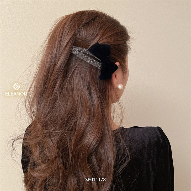 Kẹp tóc nữ Eleanor Accessories đính đá gắn nơ phụ kiện tóc kẹp tóc mái 11178