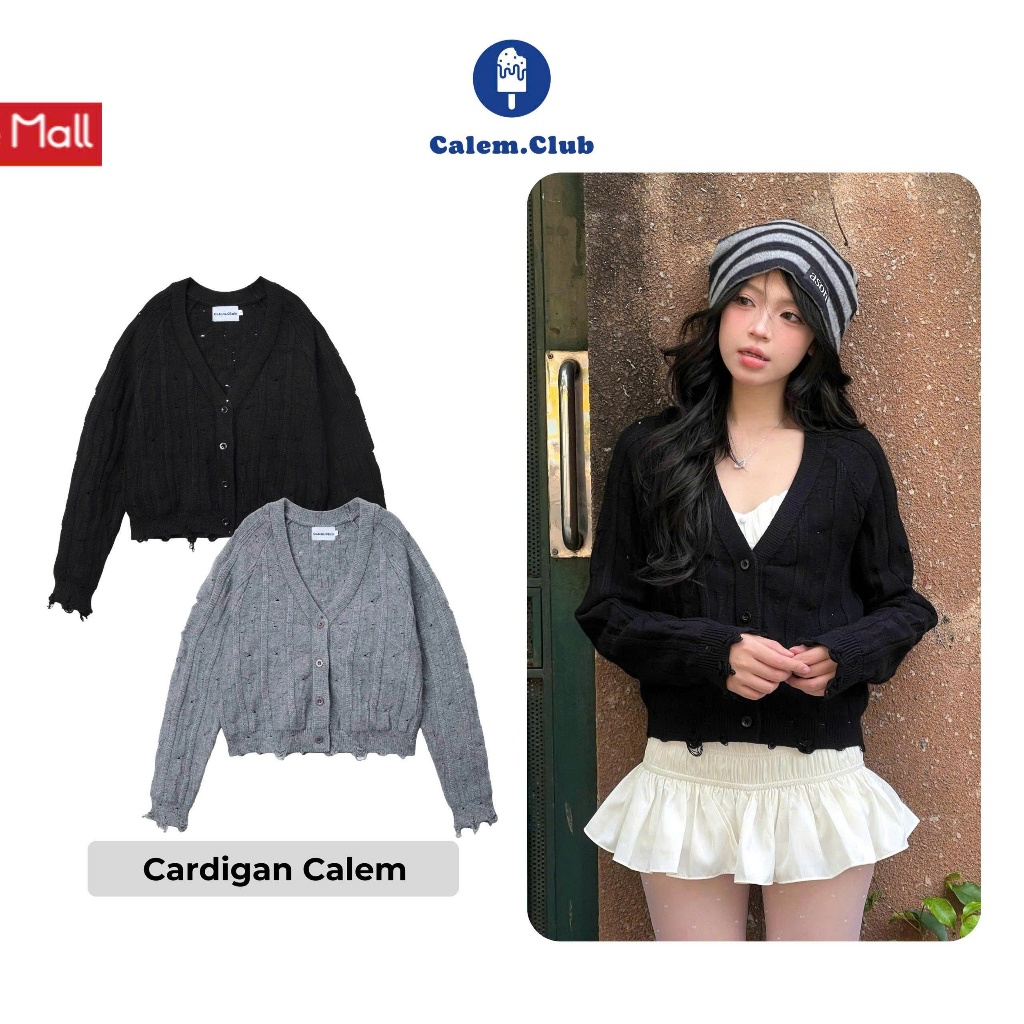 Calem.Club - Áo khoác Cardigan BROKEN- KNIT chất len mịn Premium form unisex nam nữ áo khoác mùa đông