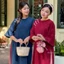 Áo dài nhung chéo YÊN LAM cổ tròn đan tay lỡ phối cúc cách điệu kèm quần nhung AD246