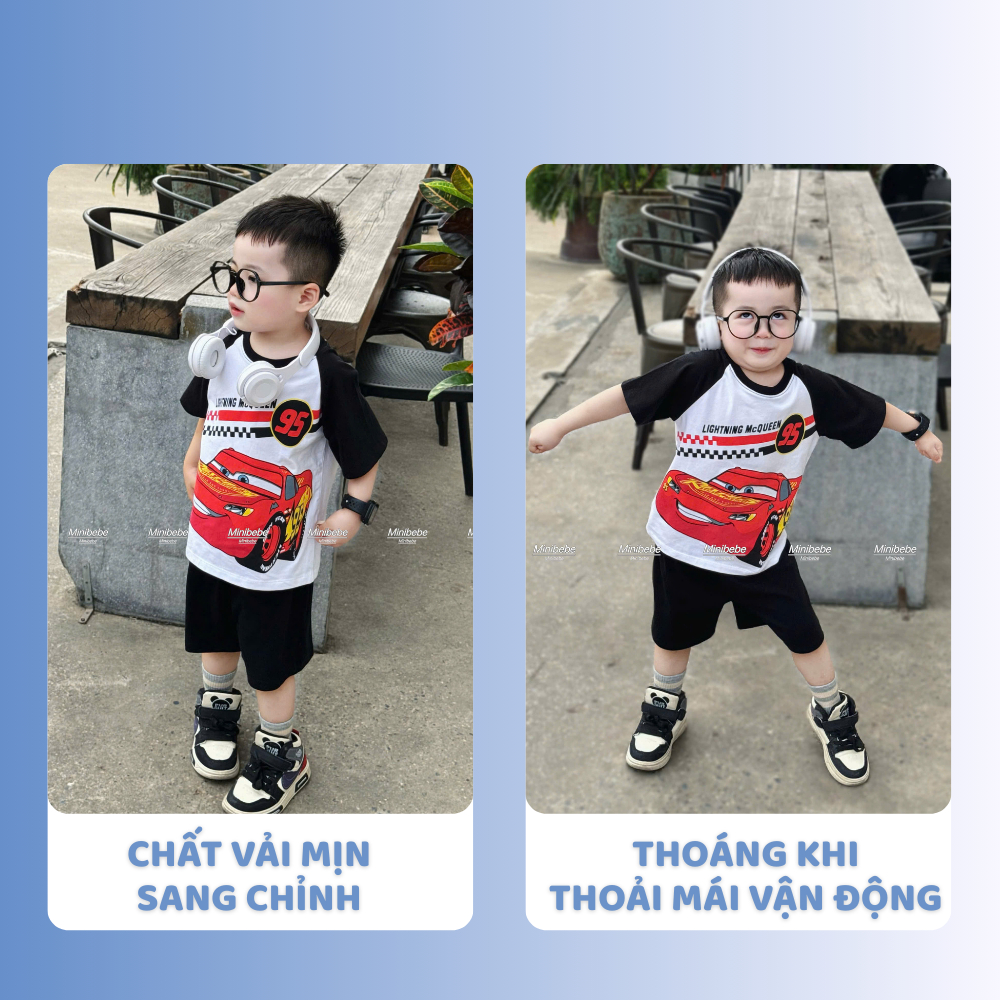 [À ƠI SHOP] R09- bộ cộc ô tô đua đen trắng mc queen- a117.1743