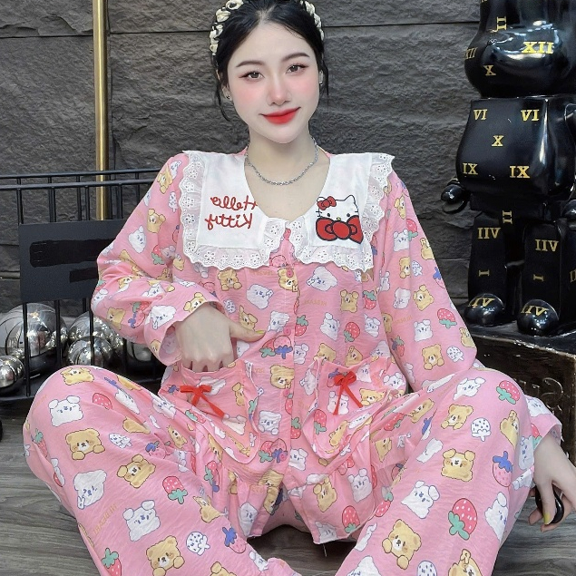 Đồ bộ nữ, đồ ngủ nữ dễ thương, đồ xinh đũi tiểu thư cao cấp nhiều họa tiết hellokitty hottrend [340]