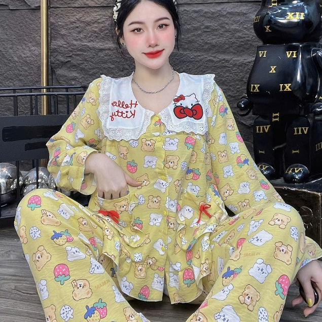 Đồ bộ nữ, đồ ngủ nữ dễ thương, đồ xinh đũi tiểu thư cao cấp nhiều họa tiết hellokitty hottrend [340]