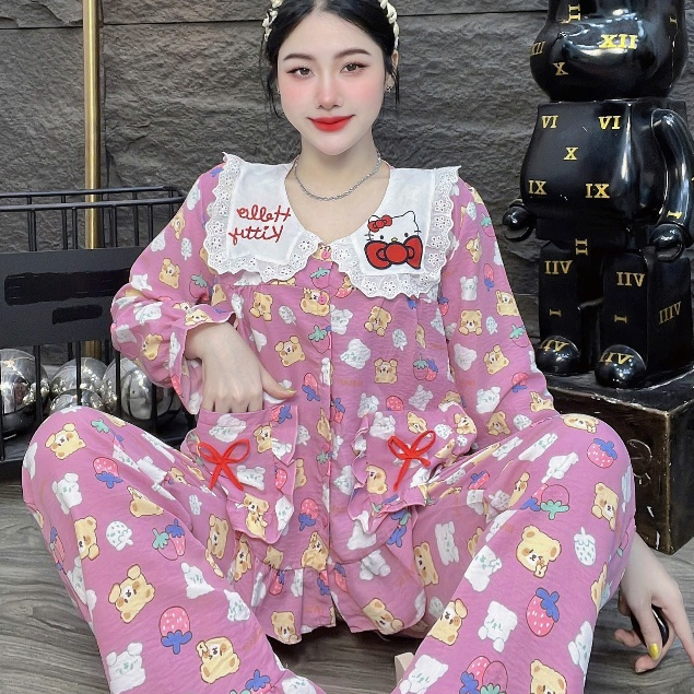 Đồ bộ nữ, đồ ngủ nữ dễ thương, đồ xinh đũi tiểu thư cao cấp nhiều họa tiết hellokitty hottrend [340]
