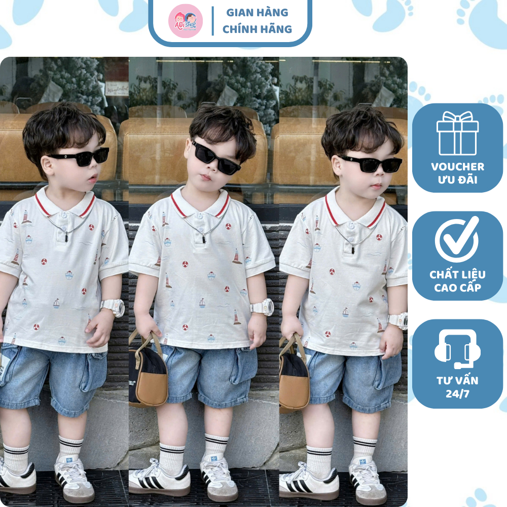 [À ƠI SHOP] R34- bộ polo viền đỏ thuyền phao- a116.838