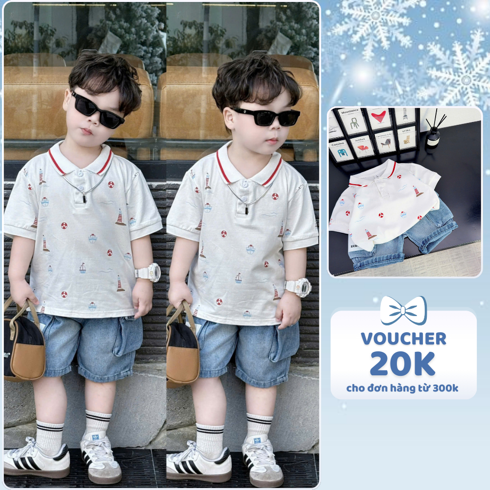 [À ƠI SHOP] R34- bộ polo viền đỏ thuyền phao- a116.838