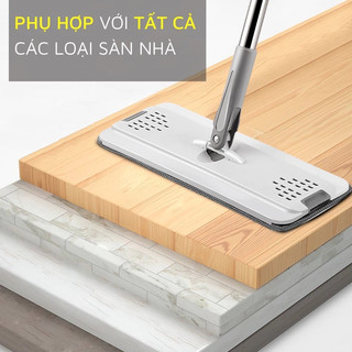 Cây Lau Nhà Bàn Inox 33cm Phiên Bản Nâng Cấp Ngàm Kẹp Chống Tuột - Chổi Lau Nhà Xoay 360 Độ Cao Cấp