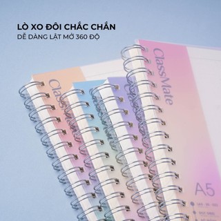 [GIẢM 50%] Sổ Lò Xo 200 Trang Size A5/B5 100gsm, Sổ Tay Kẻ Ngang,Caro, Dot Grid Bìa Nhựa Trong Dùng Ghi Chép, Viết Bài