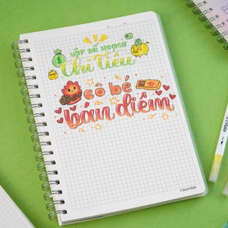 [GIẢM 50%] Sổ Lò Xo 200 Trang Size A5/B5 100gsm, Sổ Tay Kẻ Ngang,Caro, Dot Grid Bìa Nhựa Trong Dùng Ghi Chép, Viết Bài