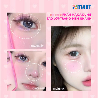 Phấn má hồng mịn lì XiXi 4 ô nhũ sáng highlight trang điểm, phấn má tích hợp phấn mắt nhũ lì bền màu