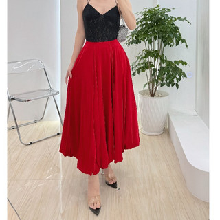 (Hỏa tốc HCM) Chân váy lụa dài chữ A phồng bí 2 lớp sang xịn Lolalalo
