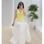 Chân váy dài dáng xòe 3 tầng linen có lót lụa Freesize Váy chữ A dài xòe tiểu thư dây rút