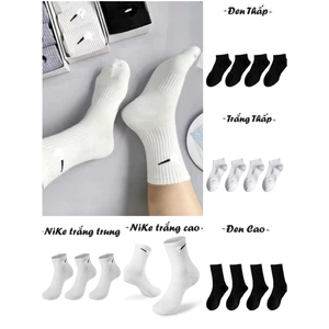 COMBO 5 Đôi 10 đôi Tất vớ Trắng Đen Nam Nữ Cổ Cao,Cổ Trung,CổNgắn vớ dệt kim phong cách Thể thao Thoáng khí