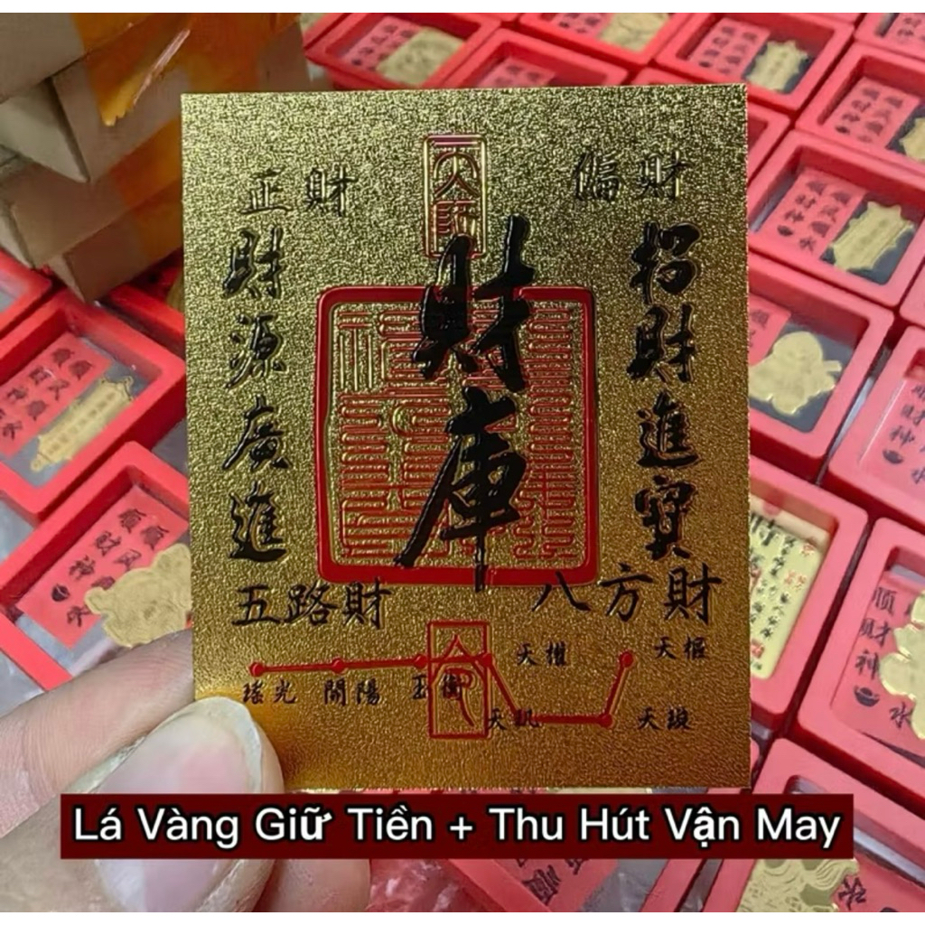 [ Tặng Miếng Dán Mèo ] Lá Vàng Giữ Tiền - Tài Lộc Như Nước - May Mắn - Bình An