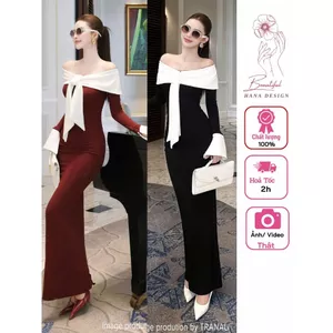 Đầm Body Trễ Vai Nơ Dàng Dài Chuẩn TRÂN ALI Đầm Dự Tiệc Thiết Kế