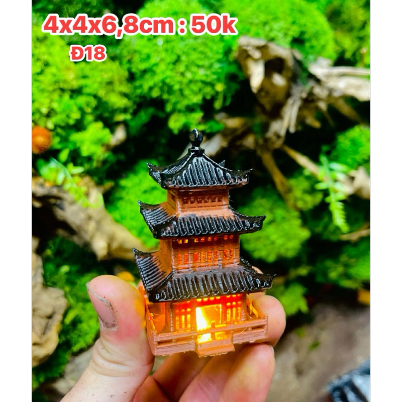 Mô hình chùa tháp cổ phong cách Trung Hoa in 3D sắc nét - trang trí tiểu cảnh, bán cạn, terrarium
