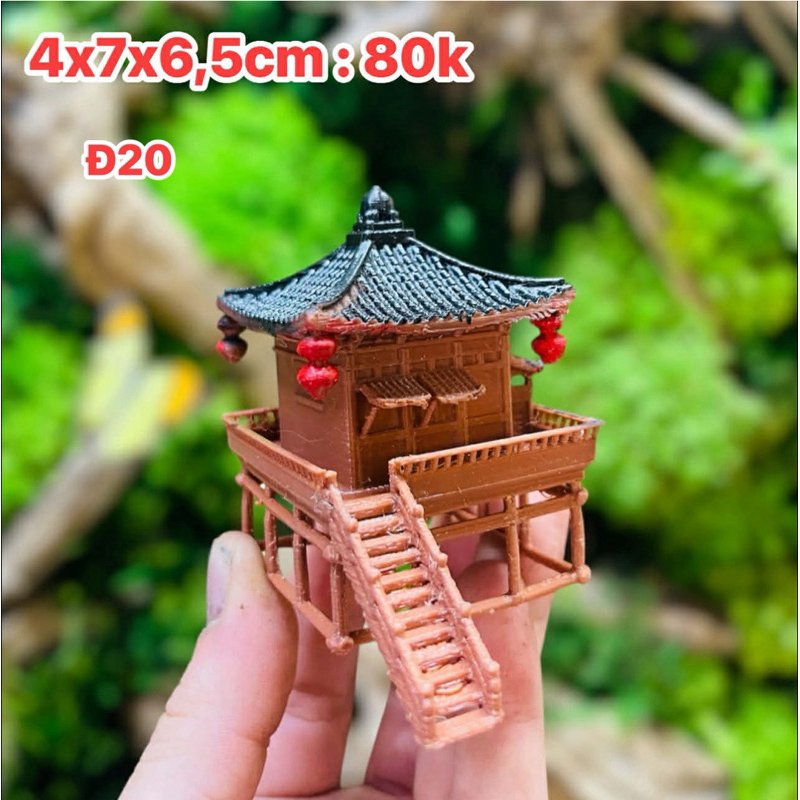 Mô hình chùa tháp cổ phong cách Trung Hoa in 3D sắc nét - trang trí tiểu cảnh, bán cạn, terrarium