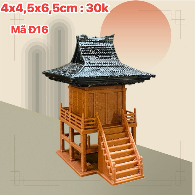 Mô hình chùa tháp cổ phong cách Trung Hoa in 3D sắc nét - trang trí tiểu cảnh, bán cạn, terrarium