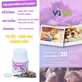 Thuốc viên hỗ trợ giảm đau kháng viêm nhiễm khuẩn cho chó mèo Melotab / Tolfetab / Marbotab VBPharma