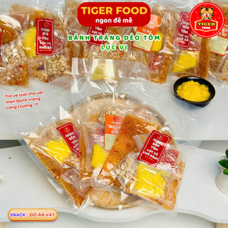 Bánh tráng dẻo tôm lục vị chà bông 💖TIGER FOOD💖 Bánh tráng dẻo tôm cuộn full topping 7 món siêu ngon - Đồ ăn vặt Snack