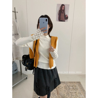 𝐏𝐡𝐢𝐞𝐧 𝐒𝐔𝐒𝐀𝐍 | (Sẵn) 2066S Áo Polo Len Tay Ren Hoa Form Vừa Vặn Hàn Quốc