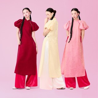 CARA Áo dài tay phồng nữ An form rộng cổ đứng Tết (KHÔNG KÈM QUẦN)