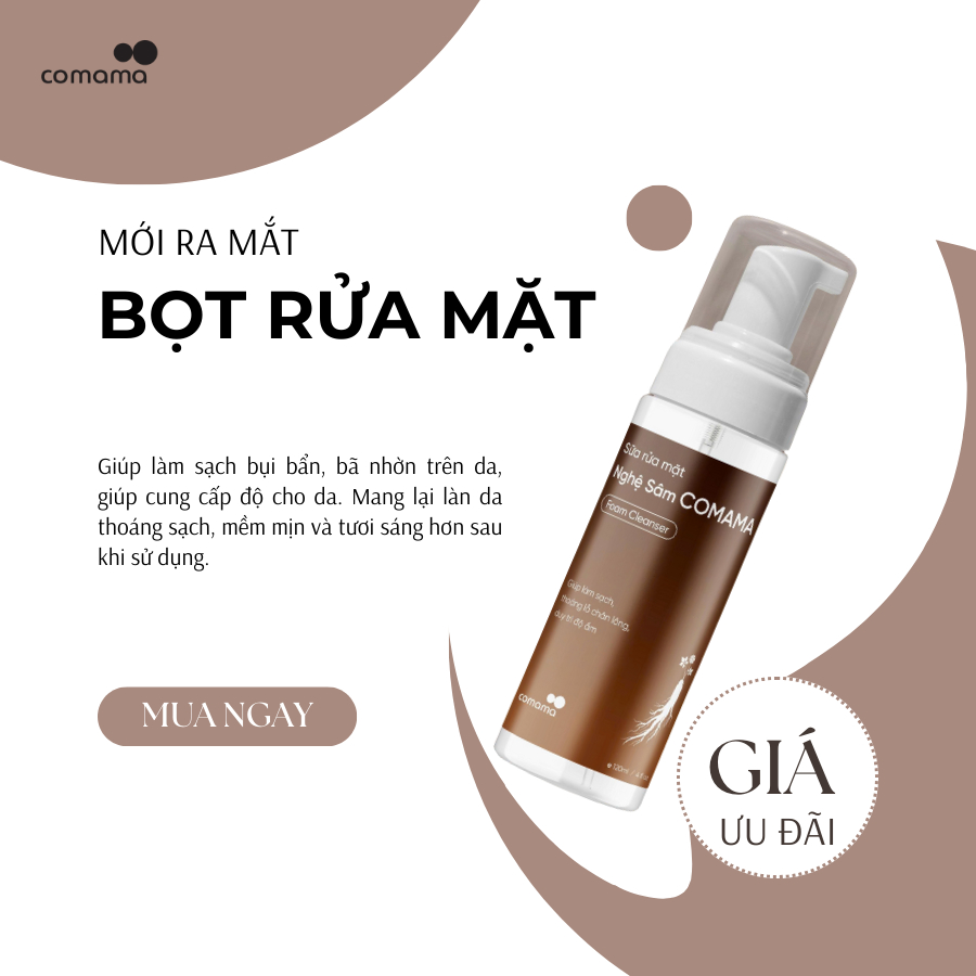 Comama Bọt Rửa Mặt Nghệ Sâm 120ml Làm Sạch Dịu Nhẹ Cho Mọi Loại Da Giúp Cung Cấp Độ Ẩm Thoáng Sạch Mềm Mịn