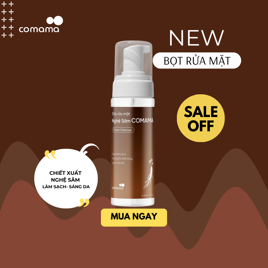 Comama Bọt Rửa Mặt Nghệ Sâm 120ml Làm Sạch Dịu Nhẹ Cho Mọi Loại Da Giúp Cung Cấp Độ Ẩm Thoáng Sạch Mềm Mịn
