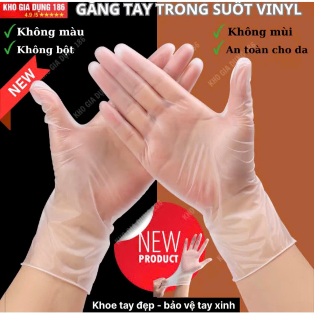 Găng tay gia dụng VINYL cao su non nhập khẩu MALAYSIA