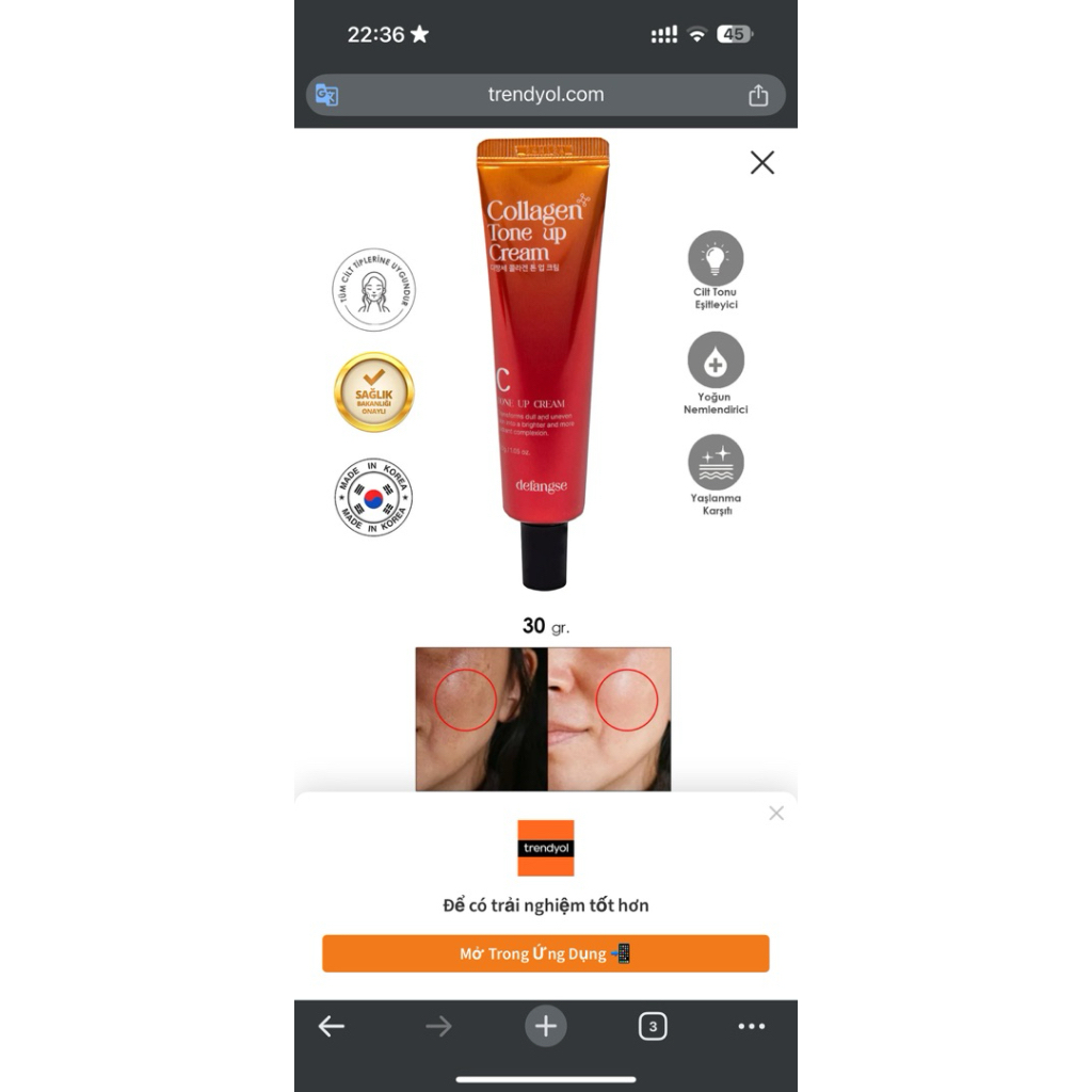 KEM TRẮNG DA COLLAGEN TƯƠI DEFANGSE 30G