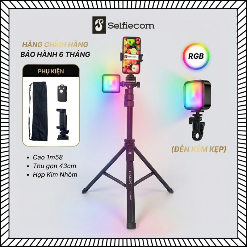 Combo Gậy Yunteng VCT 91666 và Đèn RGB - Phụ Kiện Livestream, Quay Chụp Đa Năng, Chụp Ảnh,Video