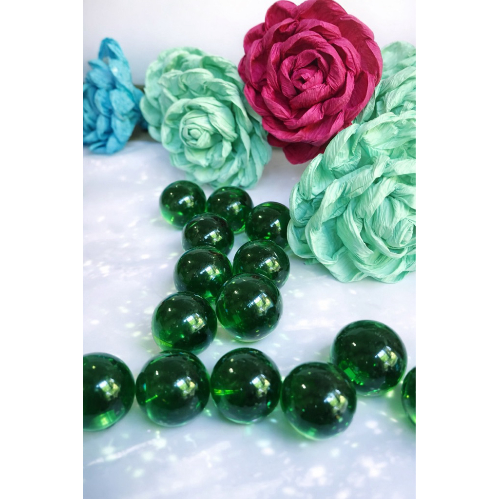Bi thủy tinh, bi ve 25mm - Màu xanh rêu | GIÁ RẺ | Từ 1200đ | Combo 20 viên