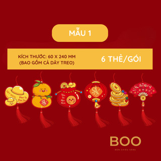 Set 6 Liễng Treo Tết 2026 Trang Trí Mai Đào Quất chất liệu Bìa Cứng