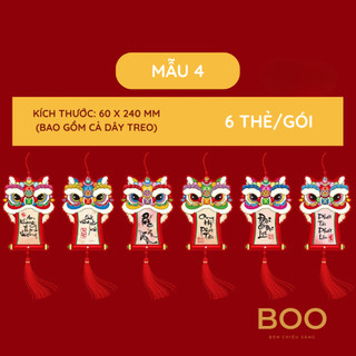 Set 6 Liễng Treo Tết 2026 Trang Trí Mai Đào Quất chất liệu Bìa Cứng