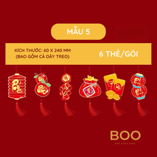 Set 6 Liễng Treo Tết 2026 Trang Trí Mai Đào Quất chất liệu Bìa Cứng