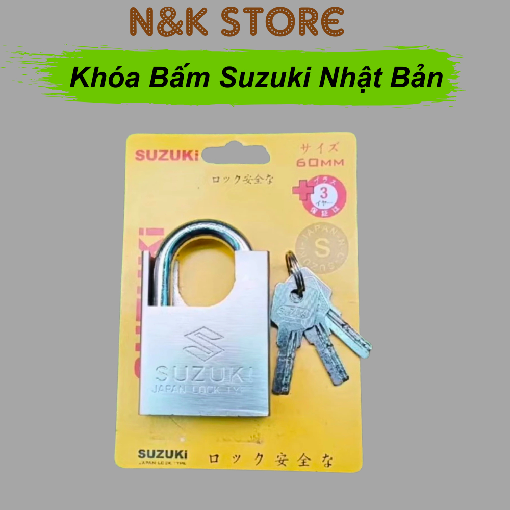 Khóa bấm chống cắt SUZUKI nhật bản size 60mm, ổ khóa chống cắt cao cấp nhật bản 60mm tặng kèm 4 chìa