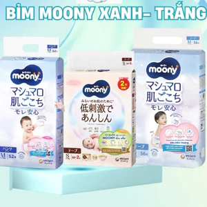 Tã dán/quần MOONY tiêu chuẩn, natural, cộng miếng Nhật Bản M46/L38/XL32/XL38