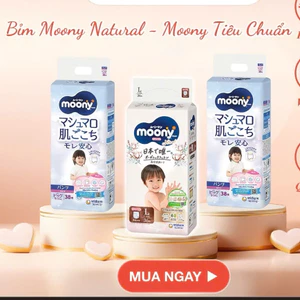 Bỉm Moony xanh tiêu chuẩn/cộng miếng/natural dán/quầnNB82/S76/M58/L54/L44/XL38/XXL26