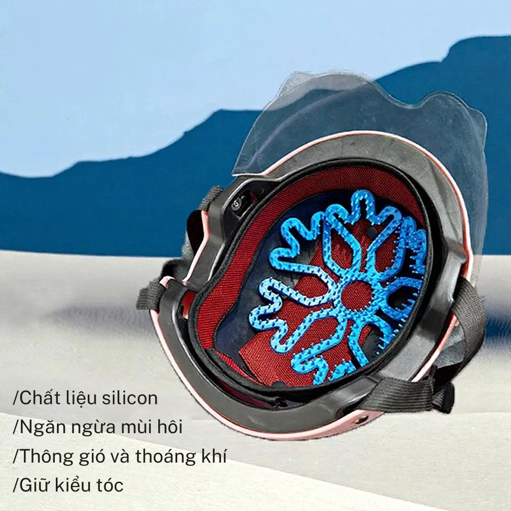 Combo 3 Miếng Lót Mũ Bảo Hiểm Silicon Thoáng Khí Chống Nóng Êm Đầu Hút Mồ Hôi Giữ Nếp Tóc