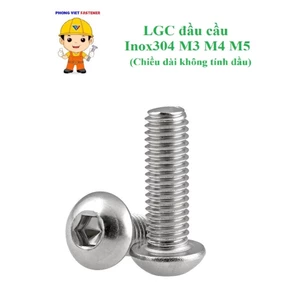 50 cái M3-M5 bulong lục giác chìm đầu cầu inox304 M3-M5