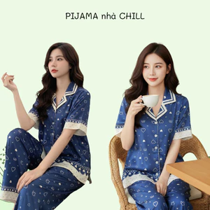 Bộ Đồ Ngủ Nữ Mặc Nhà Lụa Cát Cao Cấp Bộ Mặc Nhà Quần Cộc Áo Cộc Mềm Mịn Thoáng Mát