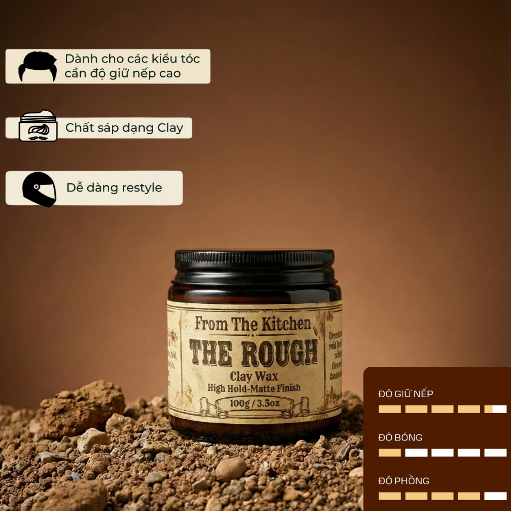 Sáp Vuốt Tóc The Rough Clay Wax 100gr | Độ Giữ Nếp Cao | Bóng Mờ | FTK ...