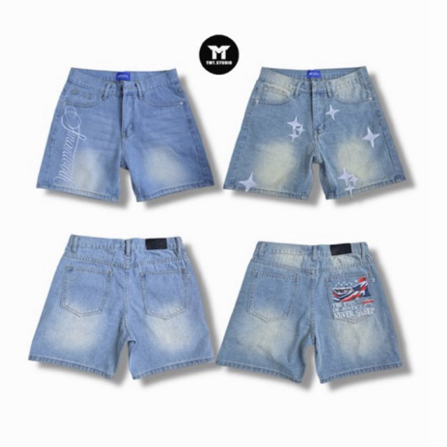 QUẦN SHORT JEAN THIẾT KẾ 2 MẪU THÊU CHỮ Ver1 & NGÔI SAO Ver2, JEAN COTTON, ĐL 360Gsm - Form TMT.STU LOCAL BRAND | TMTD23