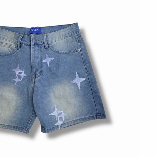 QUẦN SHORT JEAN THIẾT KẾ 2 MẪU THÊU CHỮ Ver1 & NGÔI SAO Ver2, JEAN COTTON, ĐL 360Gsm - Form TMT.STU LOCAL BRAND | TMTD23