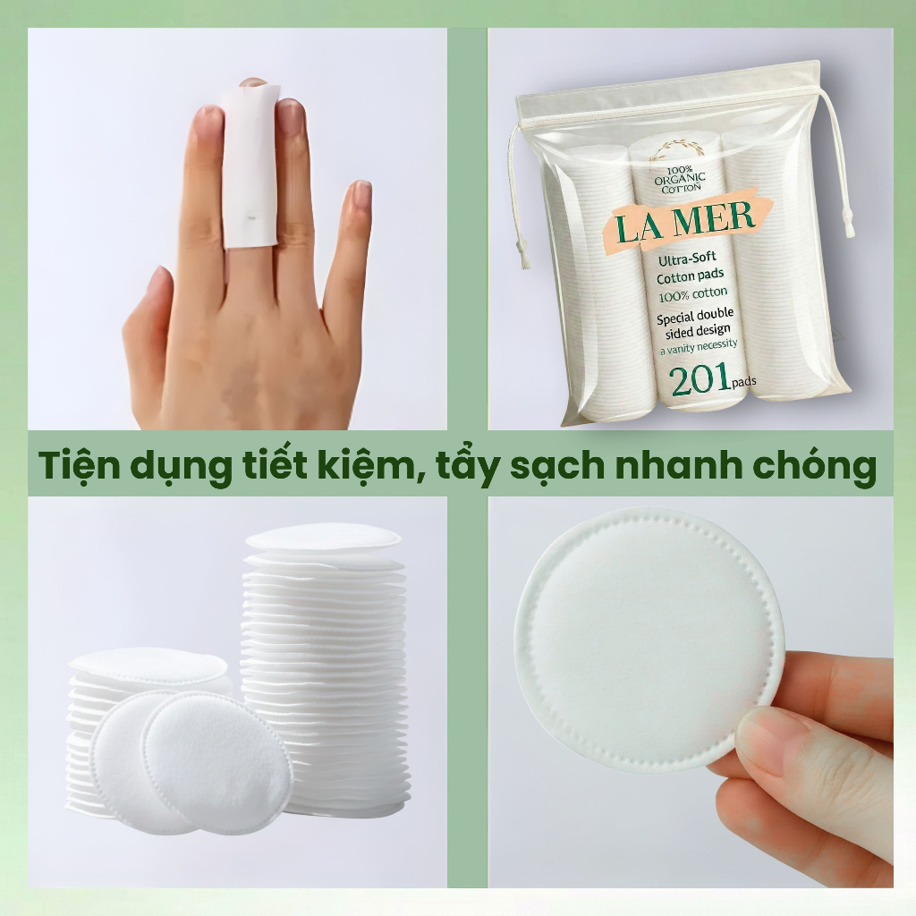 [ COMBO 2 BỊCH ] Bông Tẩy Trang Lamer201 Miếng 100% Cotton Tự Nhiên – Chăm Sóc Da Tinh Tế, Nhẹ Nhàng