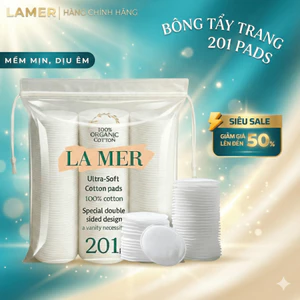 Bông Tẩy Trang Lamer201 Miếng 100% Cotton Tự Nhiên – Chăm Sóc Da Tinh Tế, Nhẹ Nhàng