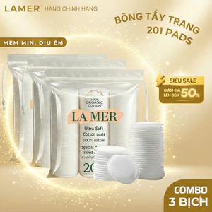 Bông Tẩy Trang Lamer 201 Miếng 100% Cotton Tự Nhiên – Chăm Sóc Da Tinh Tế, Nhẹ Nhàng