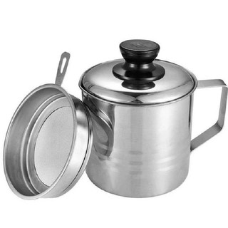 Ca Lọc Dầu Ăn Inox 304 Cao Cấp 1.3L - Bình Đựng Dầu Có Lưới Lọc Cặn Siêu Mịn, Vòi Rót Chống R