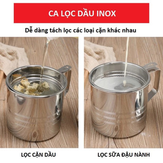 Ca Lọc Dầu Ăn Inox 304 Cao Cấp 1.3L - Bình Đựng Dầu Có Lưới Lọc Cặn Siêu Mịn, Vòi Rót Chống R