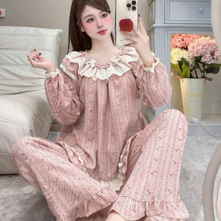 [DEAL MỞ BÁN] Bộ Đồ Ngủ Nữ JUSOKA Pijama Chất Liệu Đũi Vân Mây Cổ Viền Ren Tròn Đính Nơ Mềm Mịn DU42